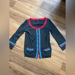 Marc Jacob’s Black Cardigan with Red and Blue Trim